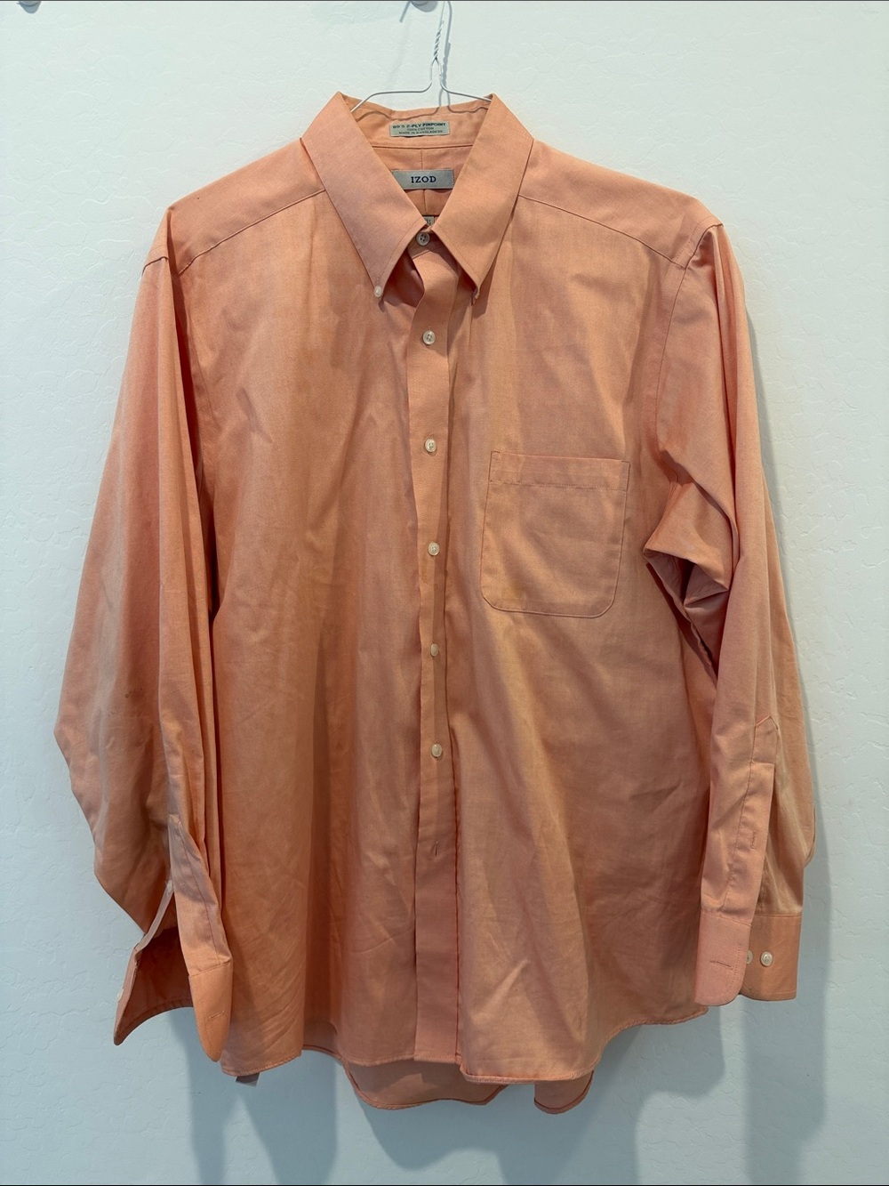 Izod 80’s 2-Ply Pinpoint Coral Button-Down Dress Shirt